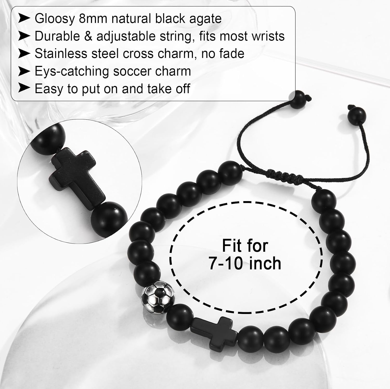 EPIRORA Baseball Soccer Basketball Gifts for Boys- Cross Beaded Bracelet for Teen Boys, Christmas Stocking Stuffers Gifts for Son Grandson Brother Nephew Friend Players