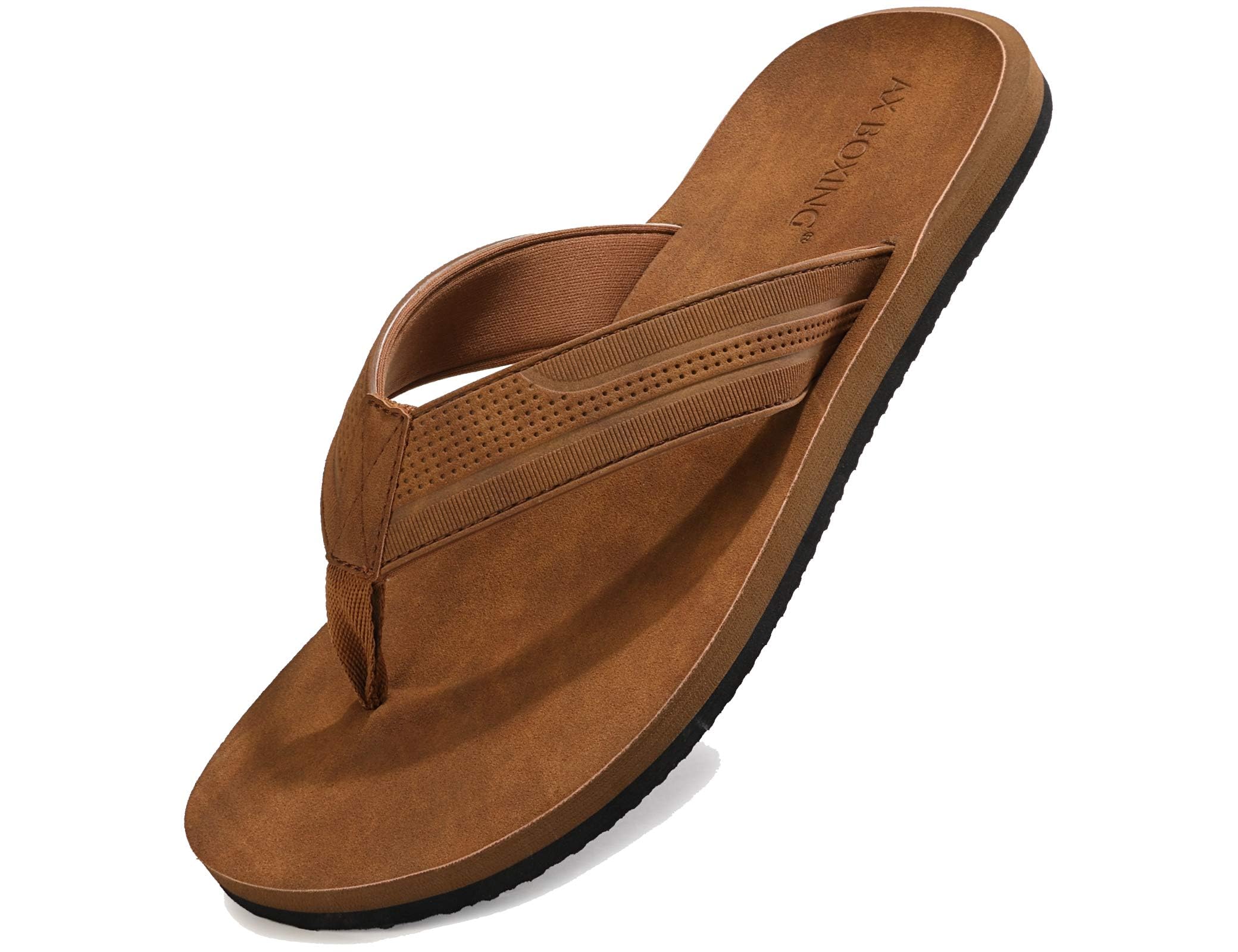Mens Flip Flops Leather Thong Sandals Casual Comfort Slides Slippers
