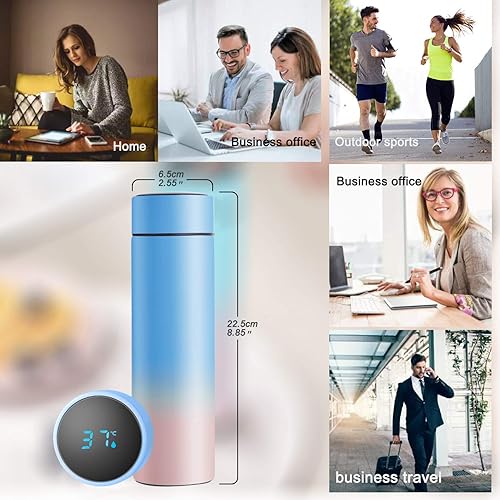 Miniatura 4 de QiCheng&LYS Taza de café, botella infusora de té, botella de agua deportiva inteligente con pantalla LED de temperatura, botella de agua de acero