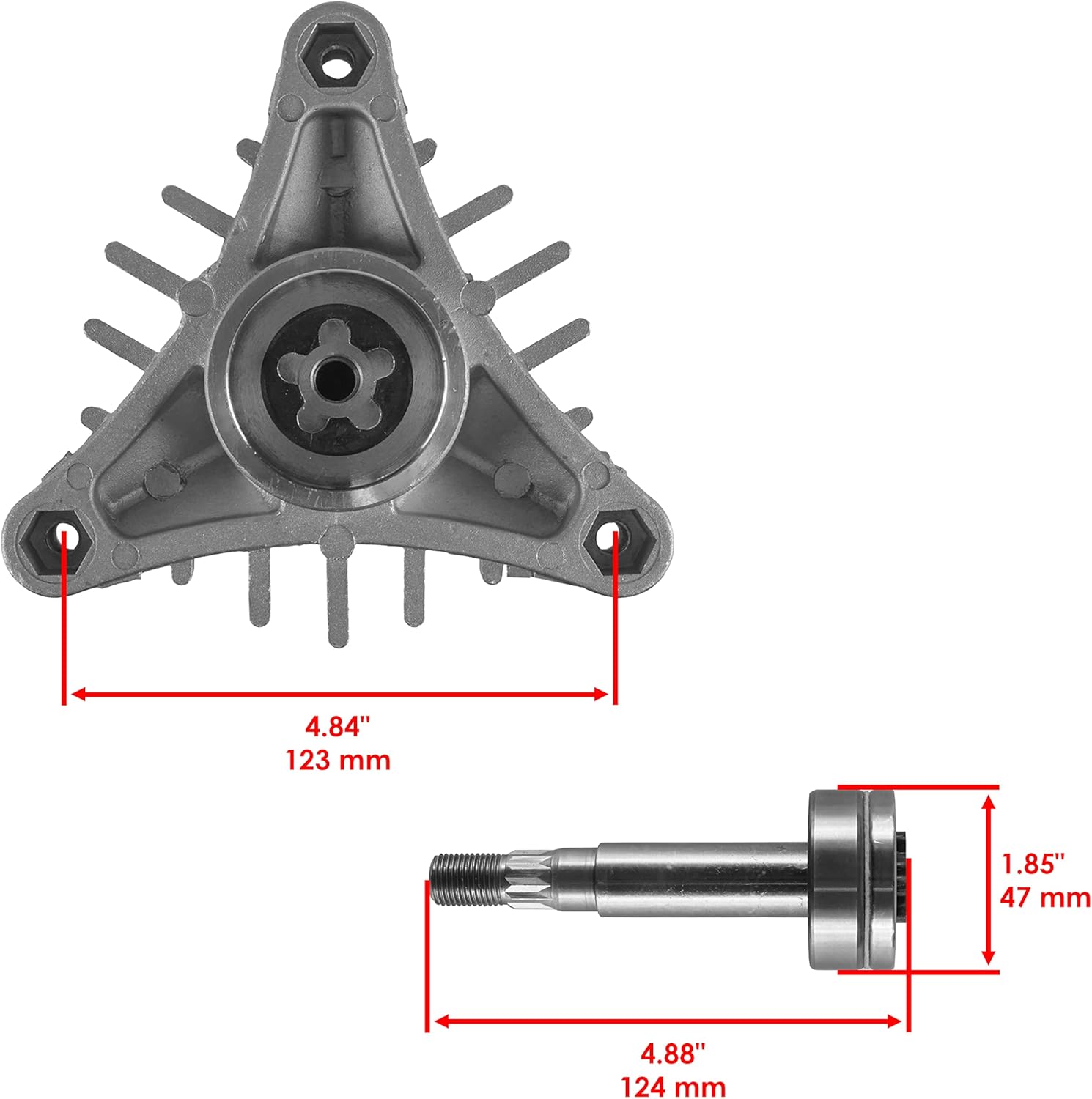 Caltric 3X Spindle Assembly Compatible with Husqvarna YTH 180 954140010E 1998 1999 2000 2001 2002 2003 2004 2005 2006 46" Deck Mandrel