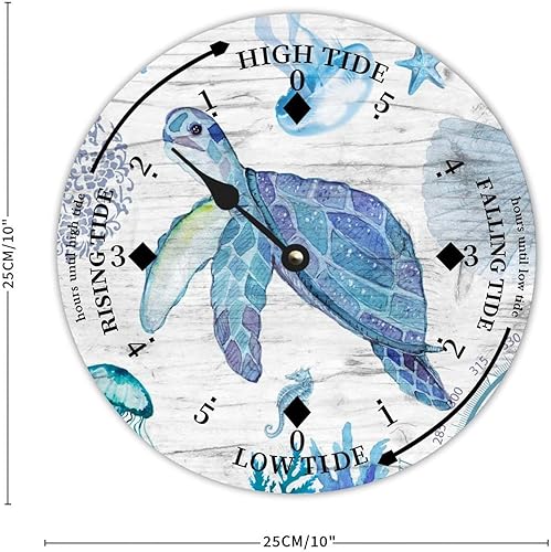 Miniatura 6 de ENEDNATE Ocean Life - Reloj de madera con diseño de marea de la costa este de la costa este, hora del océano, reloj de madera náutico con luna,