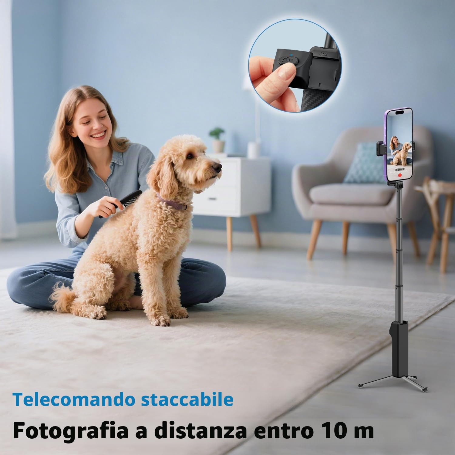 yAyusi Estensibile Mini Selfie Stick Treppiede con Telecomando, Treppiede Portatile Tascabile per iPhone, Piccolo Compatto Telefono Selfie Stick per Vlog/Registrazione Video/Streaming Live (Nero)