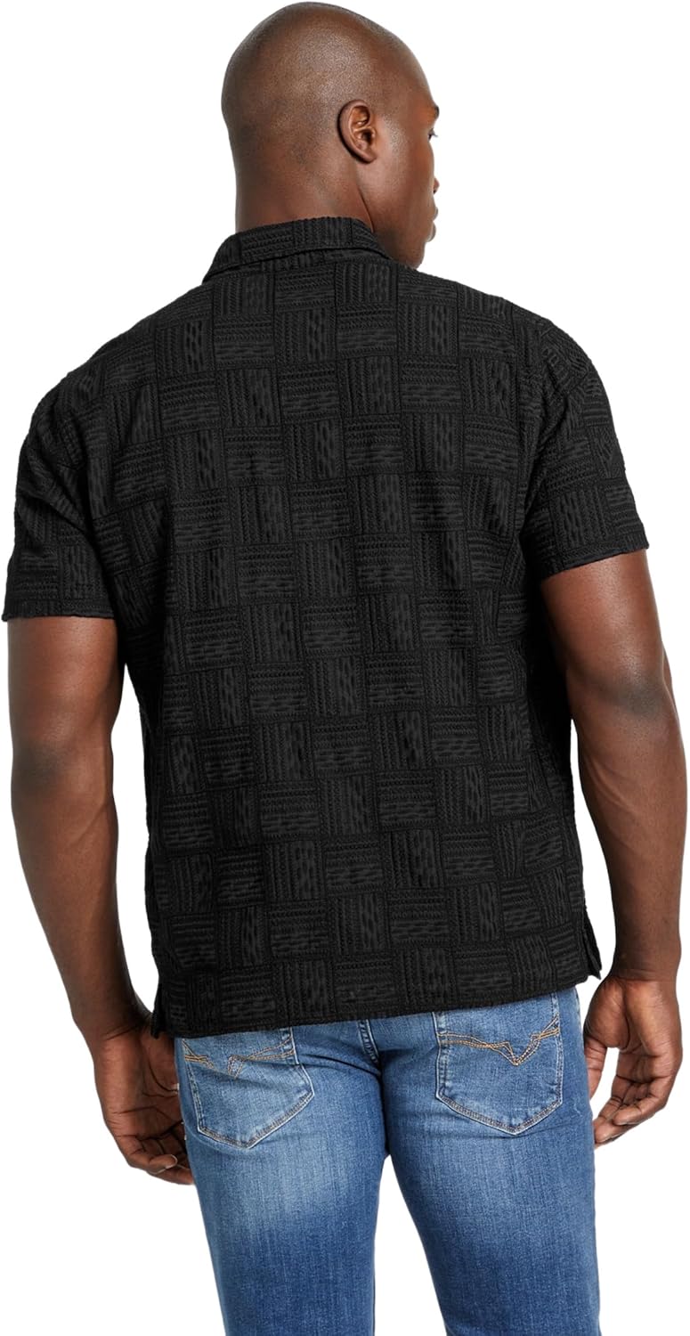 GUESS Mens Short Sleeve Idris Embroidery Shirt - Image 4