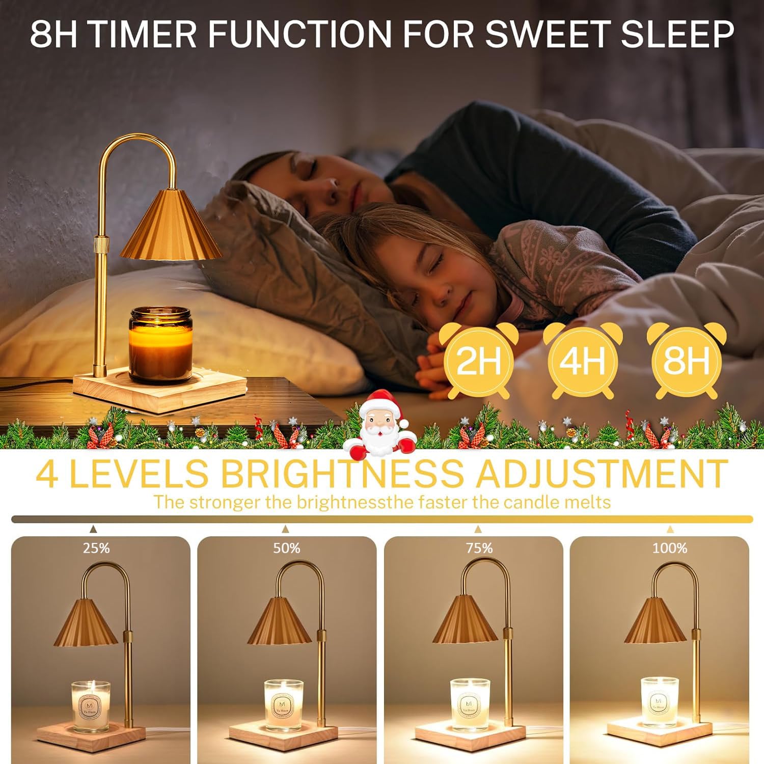 Redefun Scalda-candela, lampada elettrica per candela, regalo per mamma, decorazione per la casa e la camera da letto, dimmerabile, per cera profumata con 2 lampadine