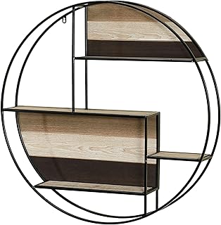 Touch of Class Delray Urban Floating Circle Wall Shelf - Black - Metal F...