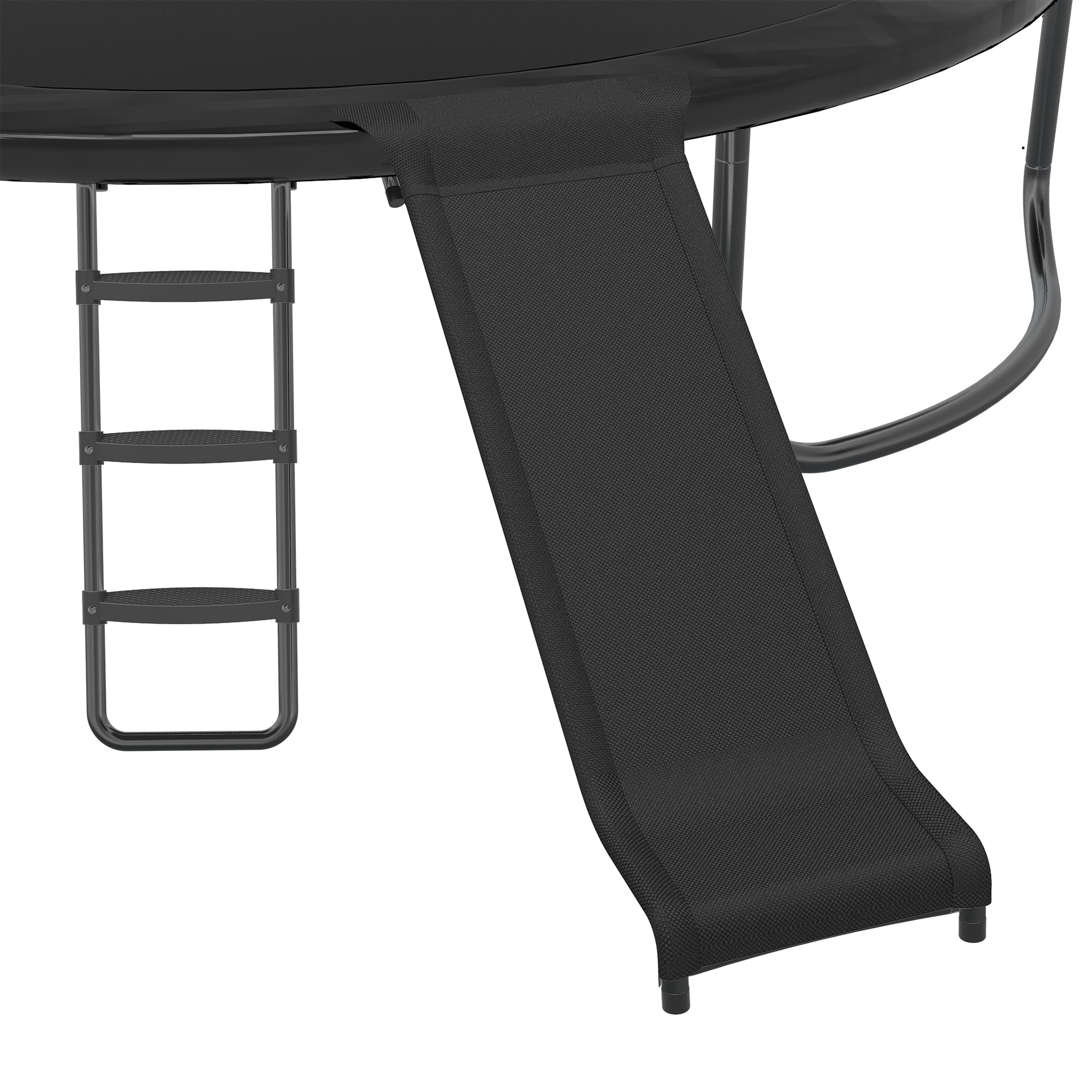 Trampoline Ladder and Slide Attachment,3-Step Universal Stair Slide for Kids,Trampoline Accessories & Replacement Parts,Fits 10 12 14 15 ft Trampoline Frame. (Black, 3-Step Ladder and Slide)