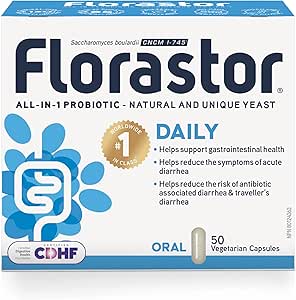 Florastor - Saccharomyces Boulardii CNCM I-745 - Daily All in One Probiotic - Gut Health & Digestive Support - Supports Immune System - The 1 Probiotic in class Worldwide - For Adults & Family 50 caps