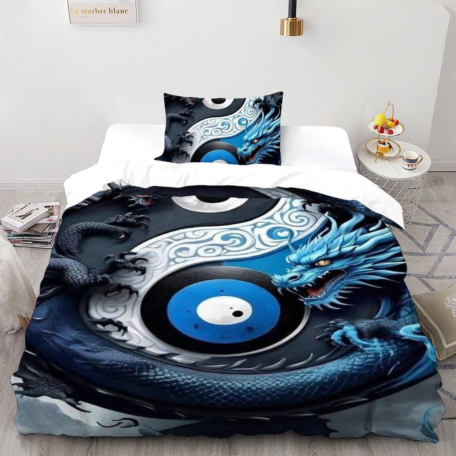 Housse de couette single animaux volants 135x200 cm microfibre anti-plis avec fermeture éclair