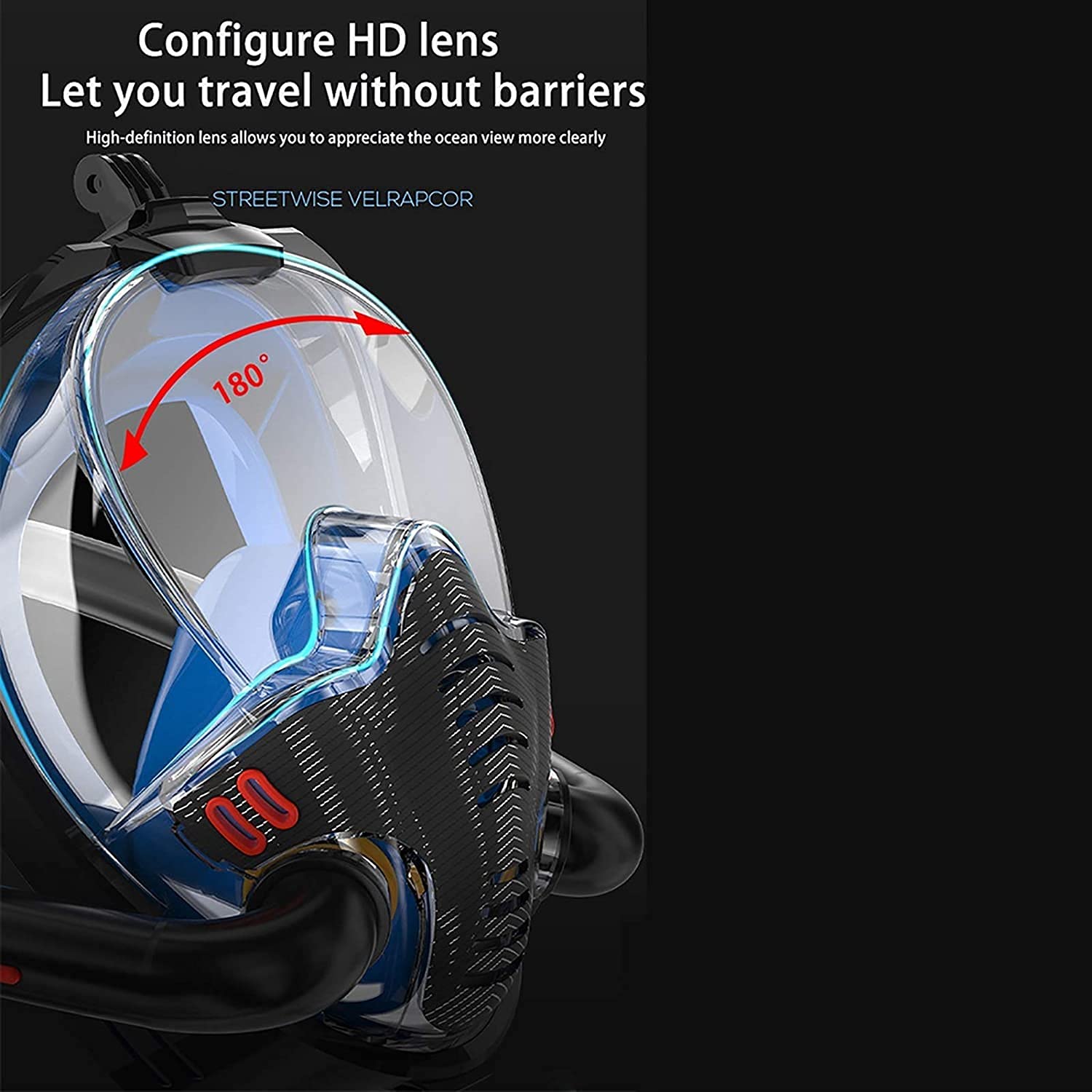 Maschera Subacquea Maschere subacquee Maschera da Snorkeling Integrale Maschera Subacquea antiappannamento Attrezzatura Professionale per Lo Snorkeling per，Blue-S/M
