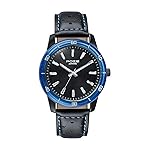 Sonata Poze 7 Analog Black Dial IP Black + Blue Stitch Leather Strap Watch for Men – SP70092KL01W