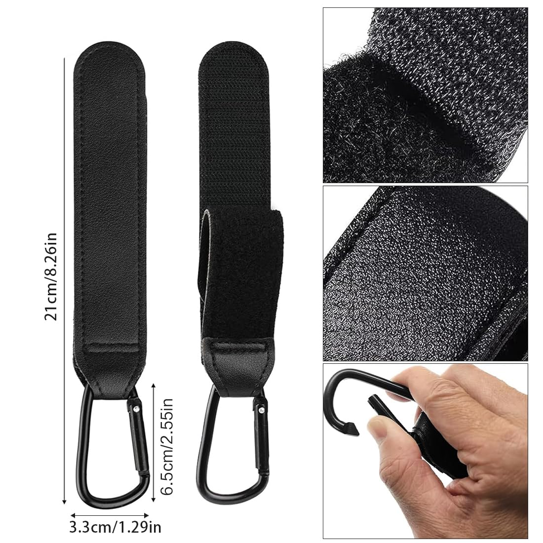2 Pezzi Di Clip Per Carrozzina Ganci Per Carrozzina, Supporto Per Borsa Per Carrozzina In Pelle, Ganci Per Borsa Per Passeggino, Clip Per Carrozzina, Ganci Per Carrozzina Per Borse, Zaino (Ner