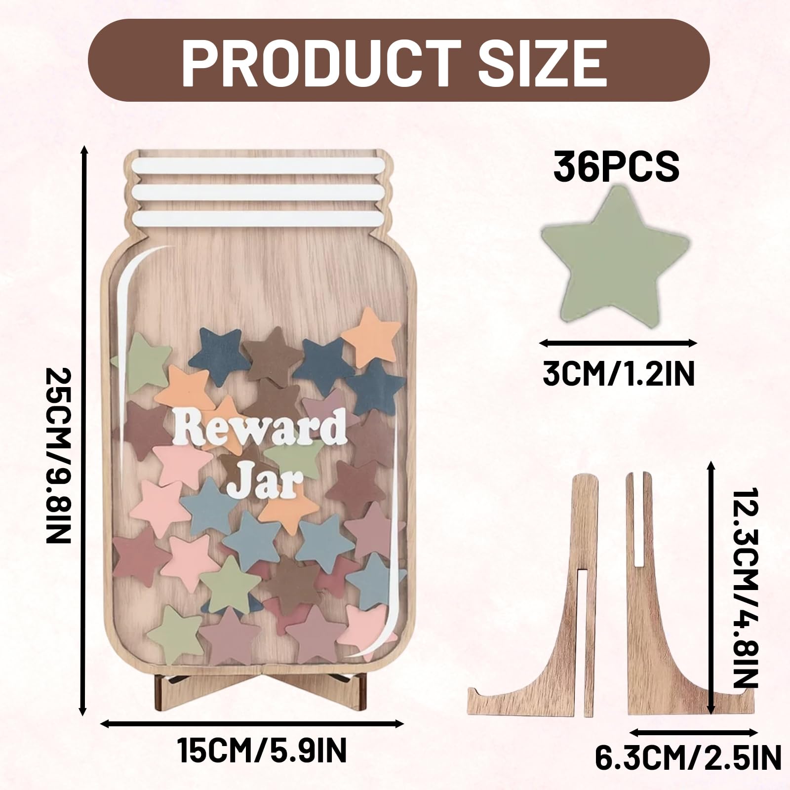 Reward Jar with Star Tokens, Stars Reward Jar for Kids for Children Potty Train Tool Reward Board for Kids Home School Classroom - Image 2