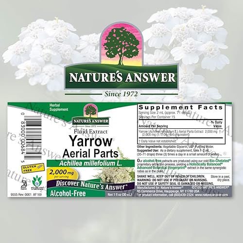 Miniatura 2 de Nature's Answer Yarrow Flowers - Extracto sin alcohol de 1 onza  Apoya el bienestar general  Sin gluten, sin OMG, 100% vegano, sin conservantes ni