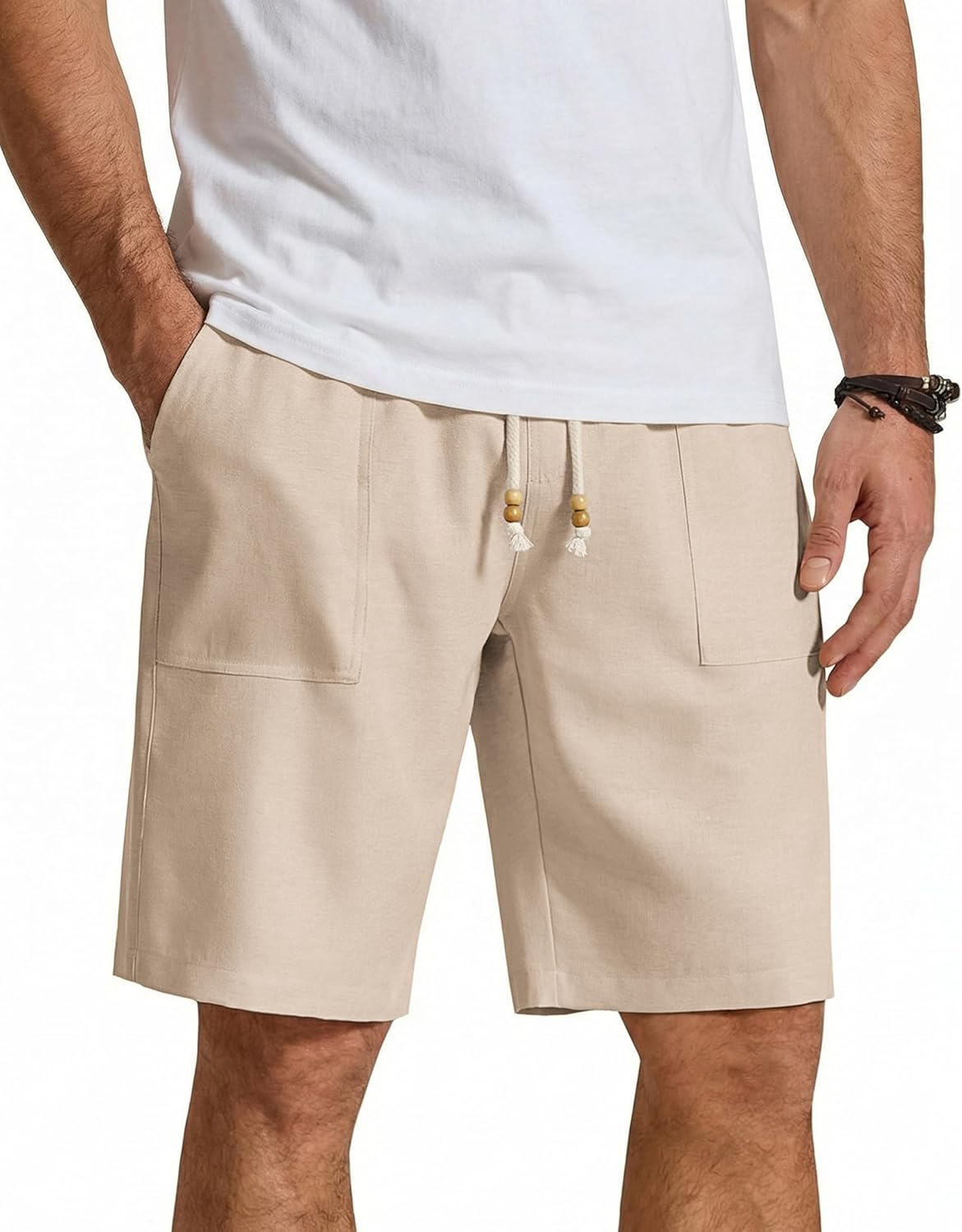 COOFANDY Men's Ultra-Light 9" Summer Shorts Casual Drawstring Linen Shorts with Pockets