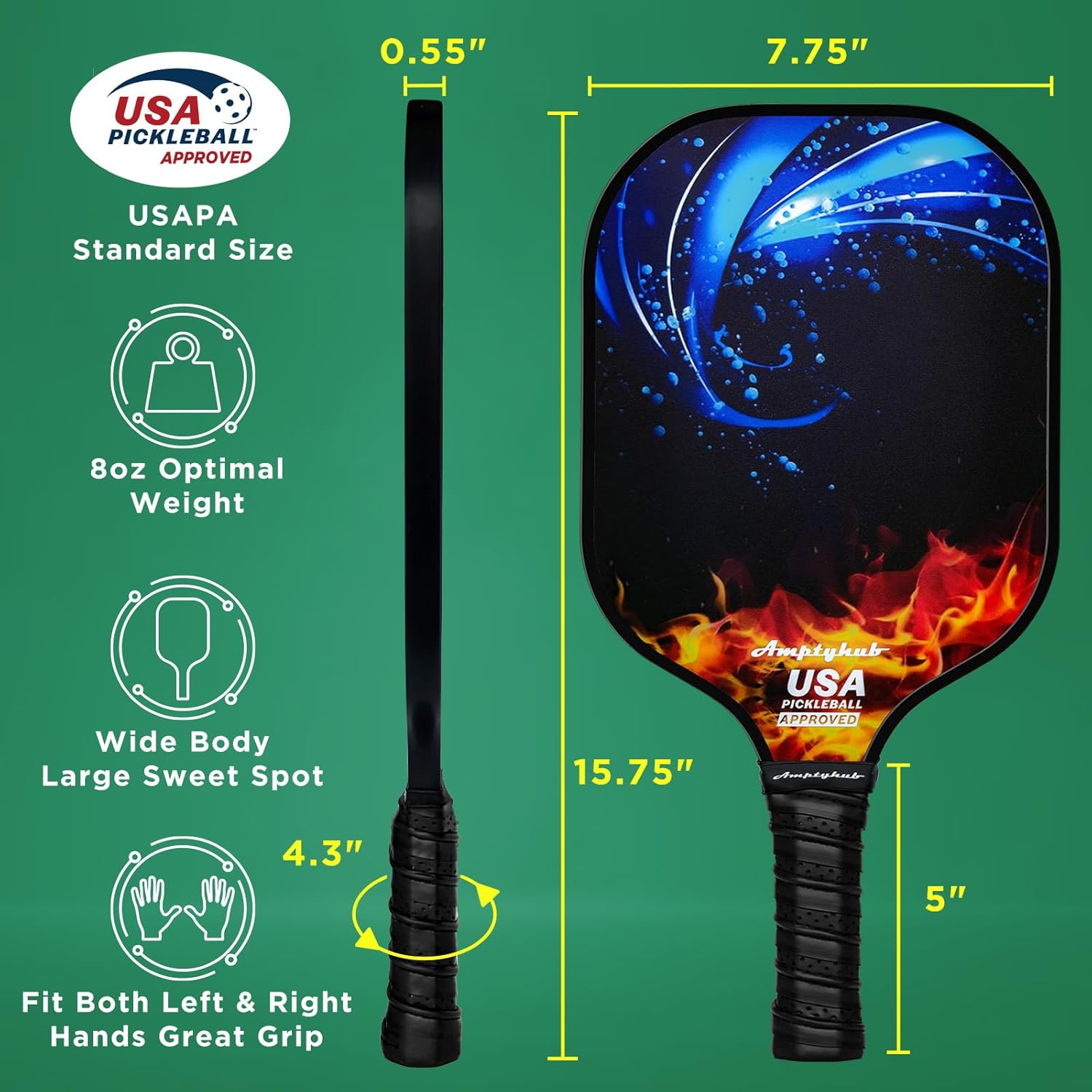 Carbon Fiber Surface Pickleball Paddles Set of 2, 2023 USAPA Approved, Polypropylene Honeycomb Core, Anti-Slip Sweat-Absorbing Grip, 2 Paddles, 2 Indoor Pickleball & 2 Outdoor Pickleball, 1 Carry Bag - Image 5