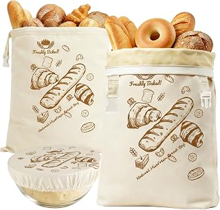 Beeswax Bread Bags 2 Pack Reusable Sourdough for Homemade, Large Washable Cotton Linen Food Storage with Removable Wax Liner, Plastic Free Eco Friendly Biodegradable Camping Ready Bento 17x13 Inch
