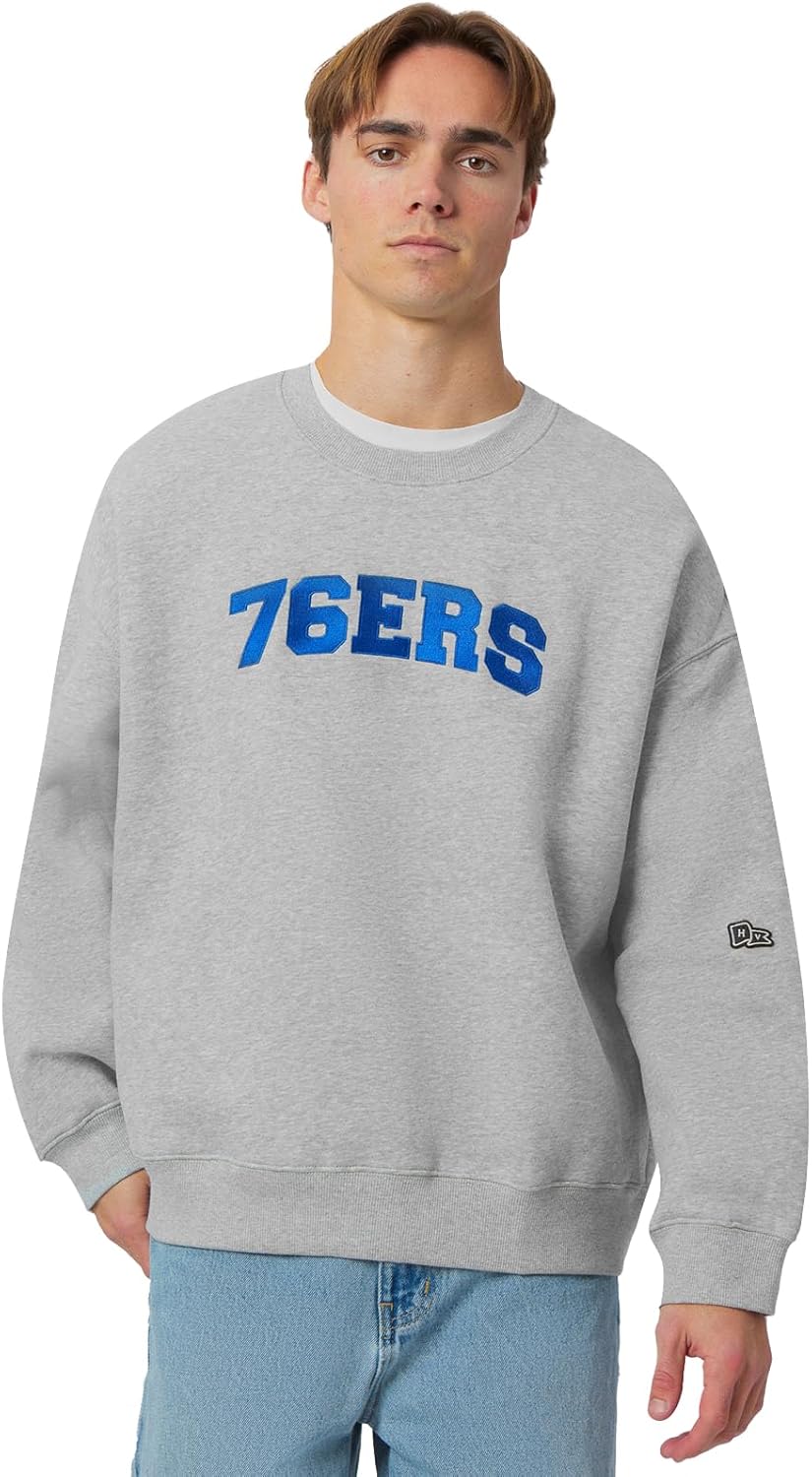 Hype & Vice Women's NBA Officially Licensed Philadelphia 76ers Offside Crewneck Sweatshirt Pullover - Grey, M