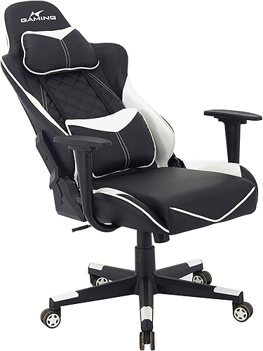 Miniatura 3 de Brage Living Silla giratoria para juegos ergonómica de respaldo alto silla de oficina de piel sintética con reposacabezas y soporte lumbar y