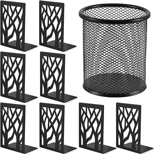 Miniatura 9 de Sujetalibros de metal, extremos de libros pesados para estantes, estante para libros, decoración del hogar, soportes negros