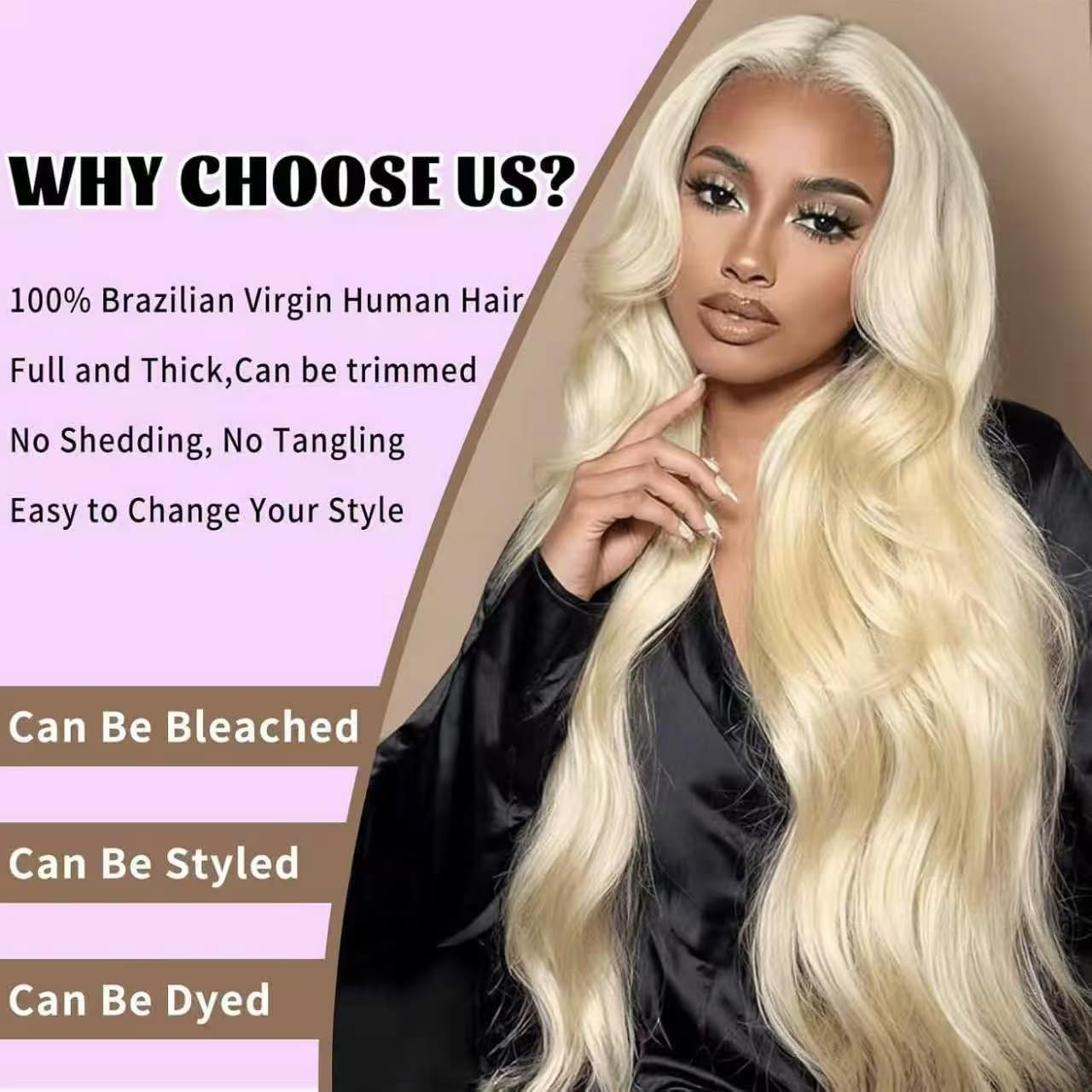 14Inch Blonde Bundles Human Hair 613 Body Wave Bundles Human Hair Extensions,100% Real 14A Brazilian Virgin Raw Easy to Dye No Synthetic Blend No Tangle No Shedding 3X-Lifespan