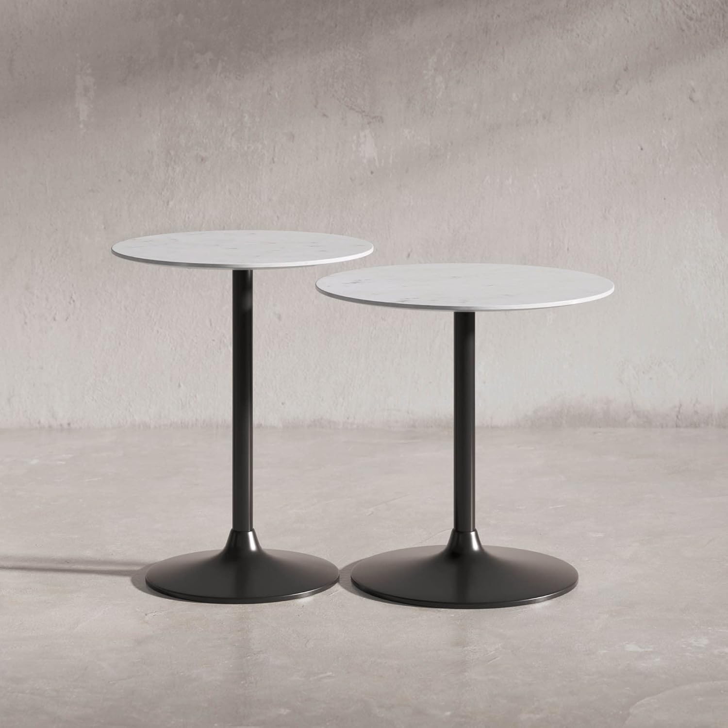 Camille Solid Marble and Iron Modern Luxury Accent Tables (Set of 2)