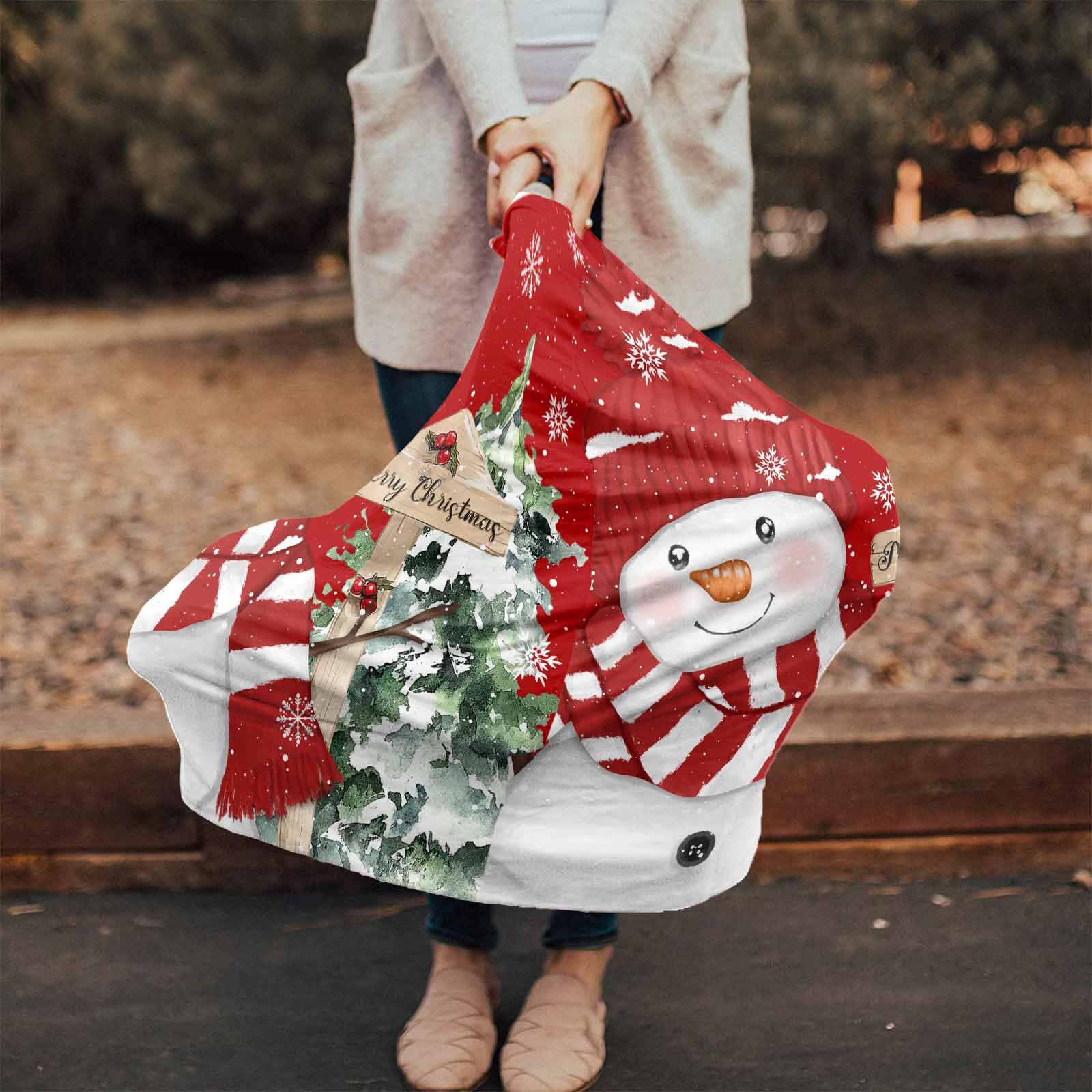 Nursing Cover for Breastfeeding Scarf, Watercolor Christmas Tree Winter Cartoon Snowman Red Baby Car Covers Super Soft Multi Use for Canopy Shopping Cart Cover Blanket Stroller Cover