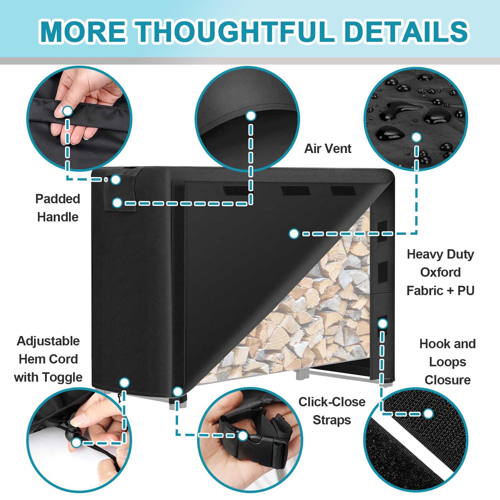 Funda para Estante de Leña, Funda Impermeable y Resistente para Estante de Madera 600D Fundas para Soportes de Leña para Exteriores Almacenamiento(Solo Funda, Sin Estante),Gris,366 cm