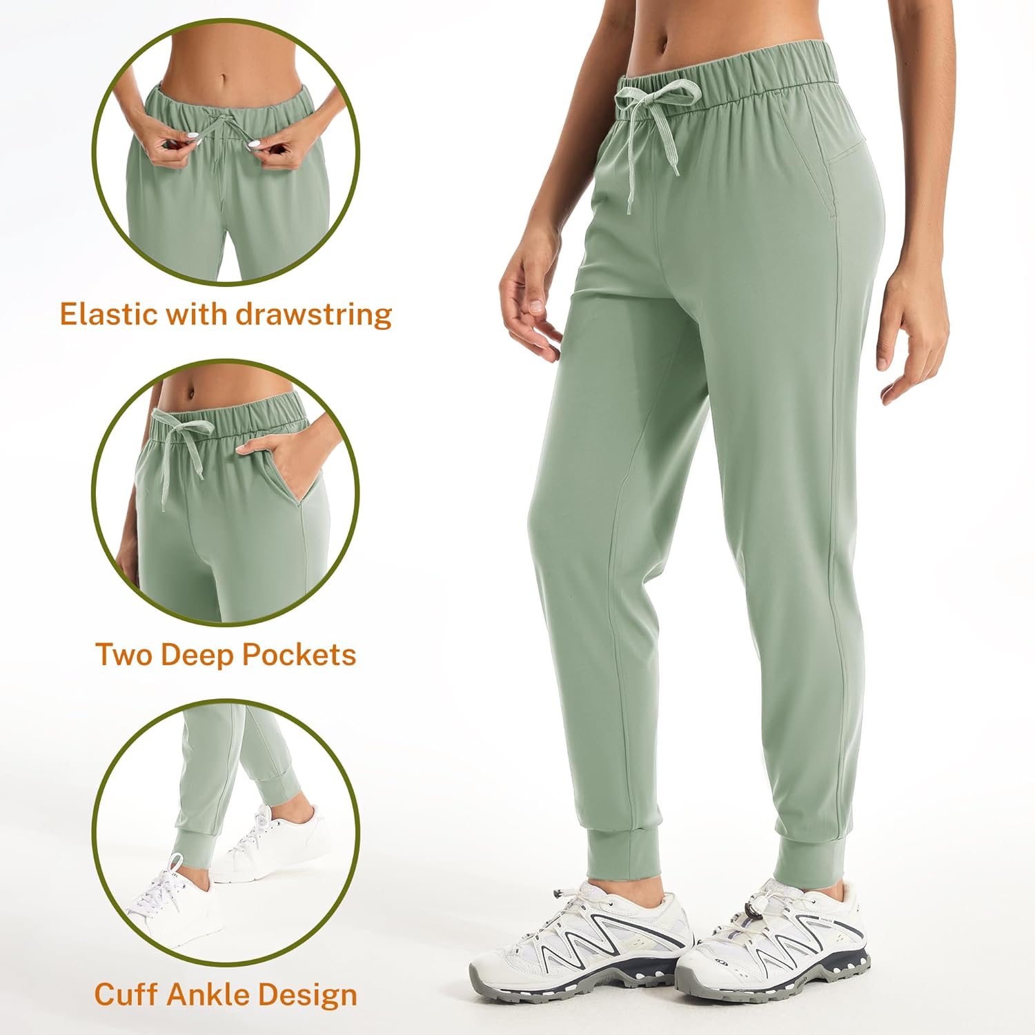 Women's Joggers Pants with Pockets Drawstring Running Sweatpants Workout Casual Tapered Pants - Image 4