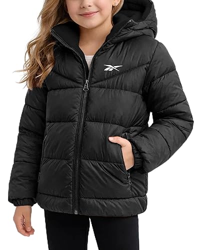 Reebok Girls Winter Coat - Heavyweight Quilted Sherpa Lined Parka Puffer Jacket - Warm Winter Jackets for Girls