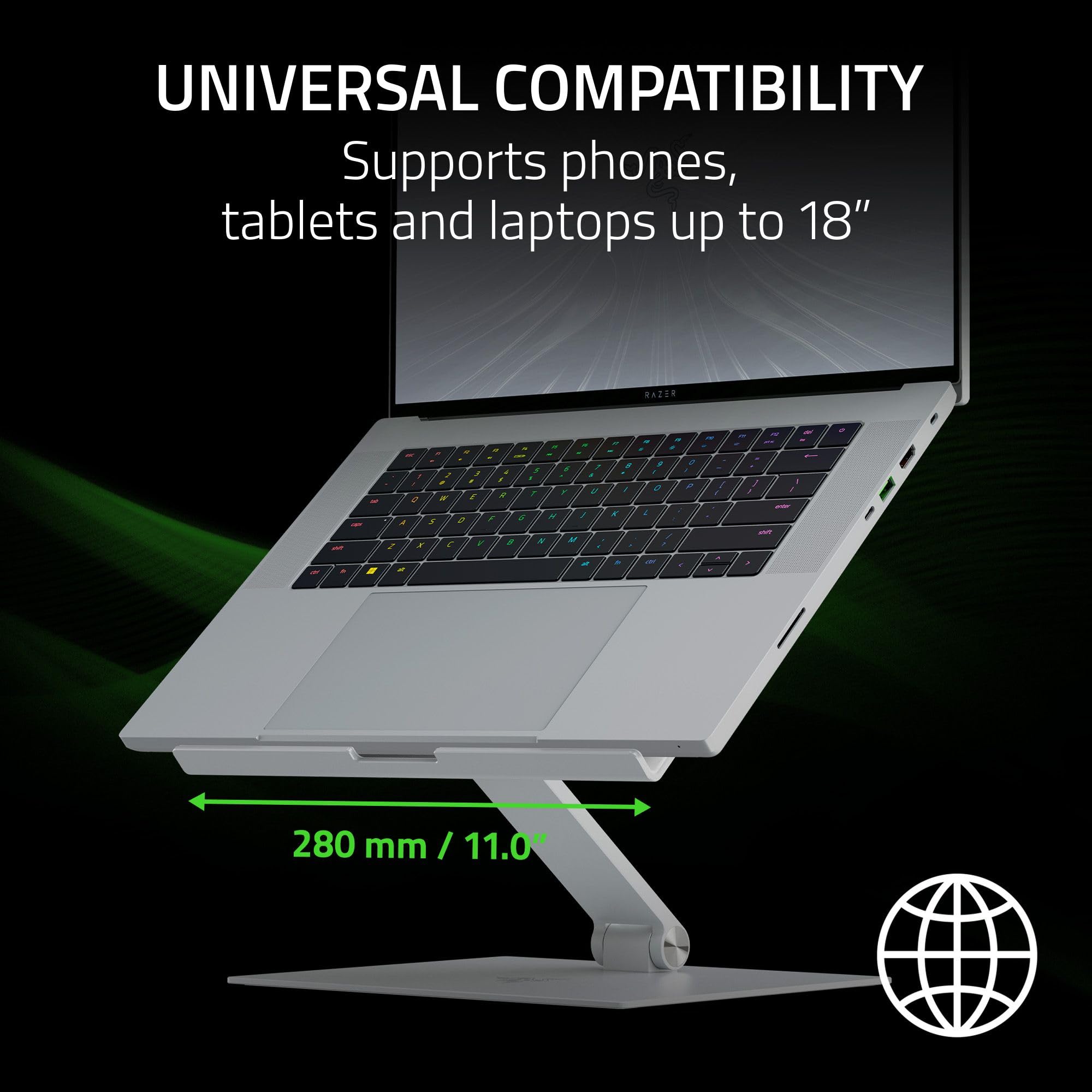 Razer - - Razer Laptop Stand - Ergonomic Laptop Stand (18 Degree Tilt Angle, Aluminium, Ergonomic Design) Mercury