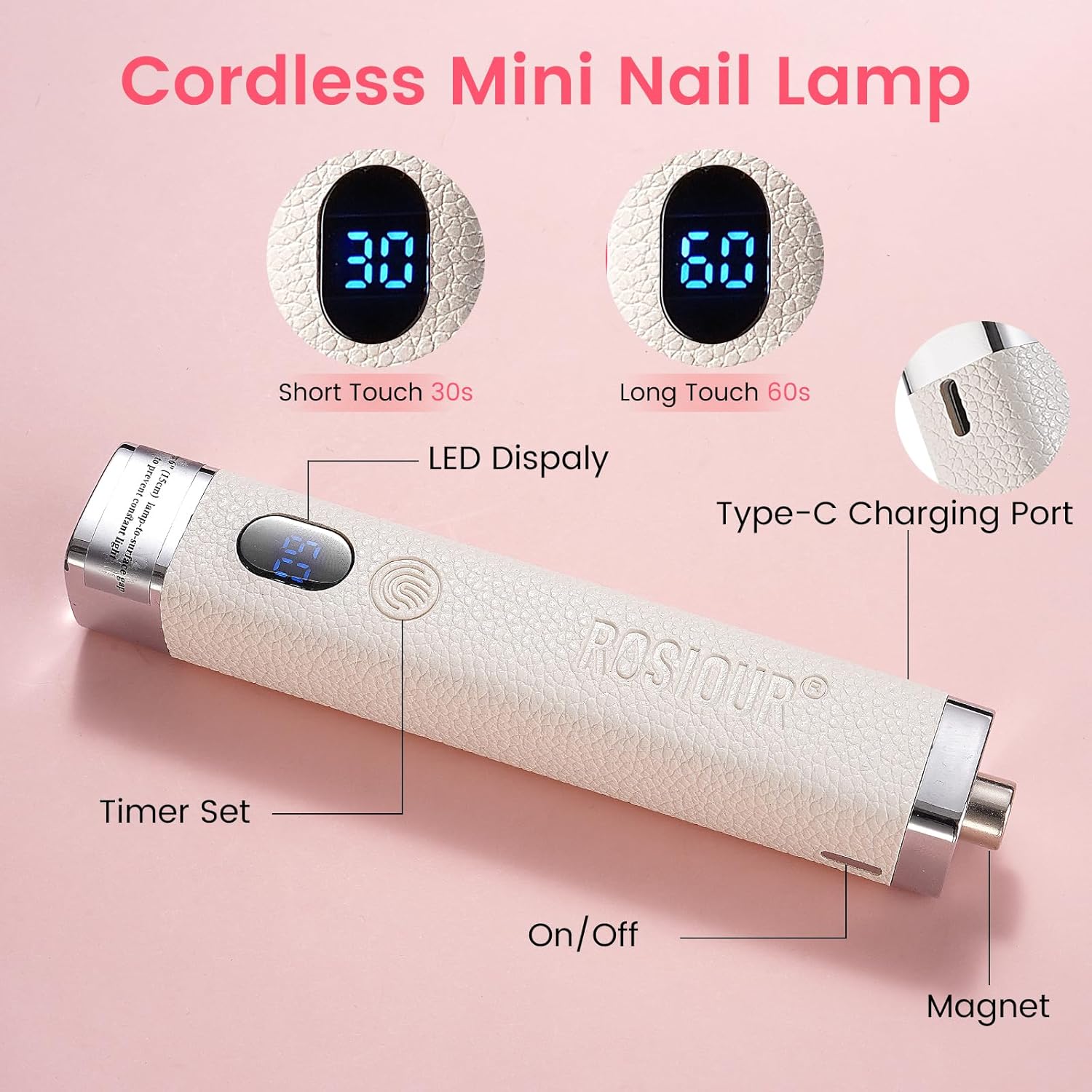 Handheld Mini UV Light for Nails: Flash Cure UV Led Nail Lamp with Stand Cat Eye Magnet- Hand Held Fast Dry Single UV Lamp Pen with Auto Sensor for Manicure Home Salon (White)