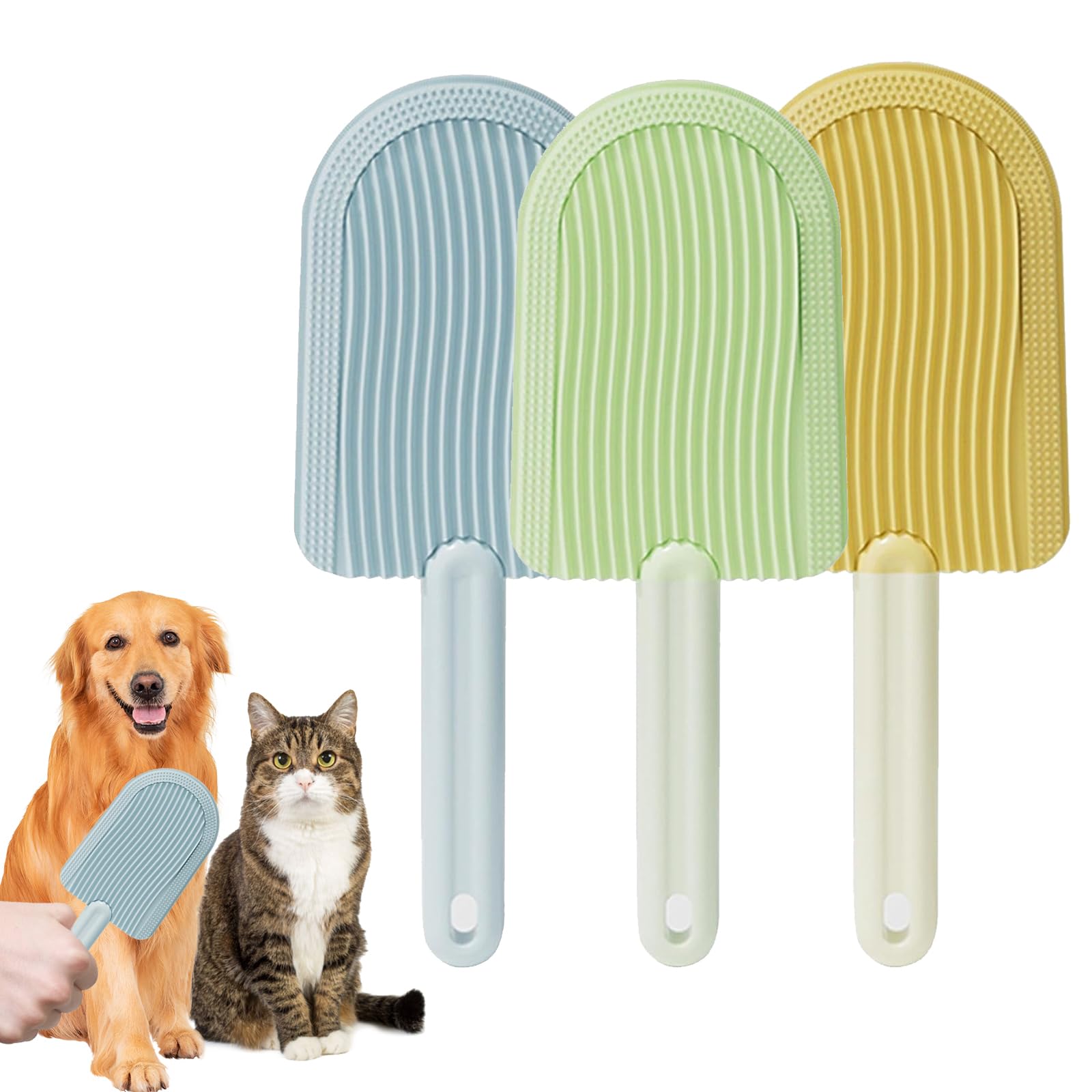 Cat Tongue Comb - Soft Cat Tongue Brush, Washable Silicone Pet Brushes, Multifunctional Pet Ice Cream Massage Comb, Double Sided Gently Grooming Cat Brush, for Removing Loose Hair (3 Colors)