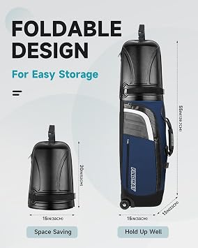 findway Golf Travel Bags for Airlines with Wheels and ABS Hard Case Top, Protect Your Clubs, Waterproof 1680D Oxford Fabric and Oversize Tank Wheels, Lightweight and Easy to Maneuver