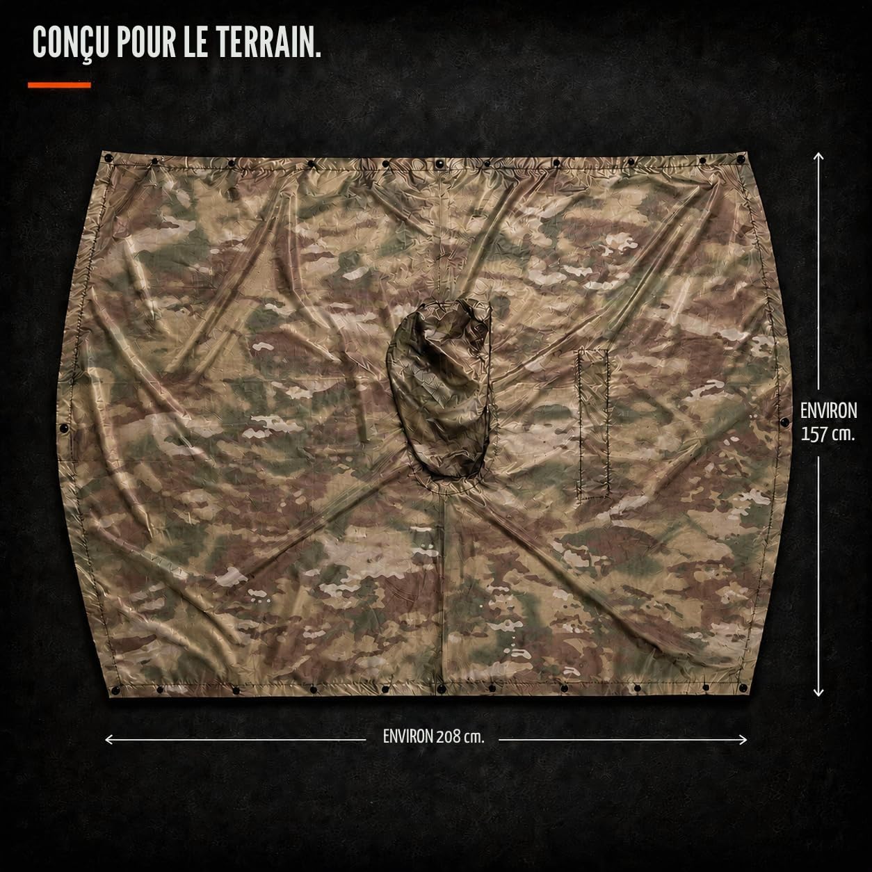 USGI Industries Poncho de style militaire – Tente d'urgence, abri, survie – Multi usage indéchirable Camouflage Poncho de pluie