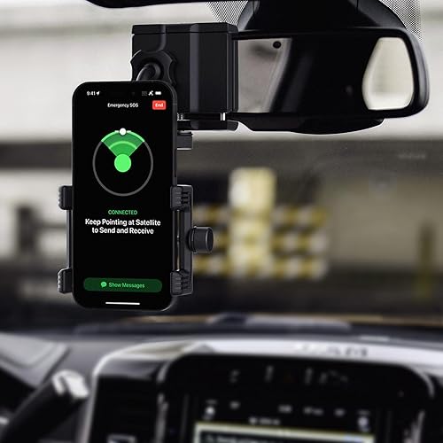 Miniatura 5 de Soporte para teléfono con espejo retrovisor para automóvil, soporte de metal telescópico ajustable para teléfonos inteligentes de 4 a 7 pulgadas,