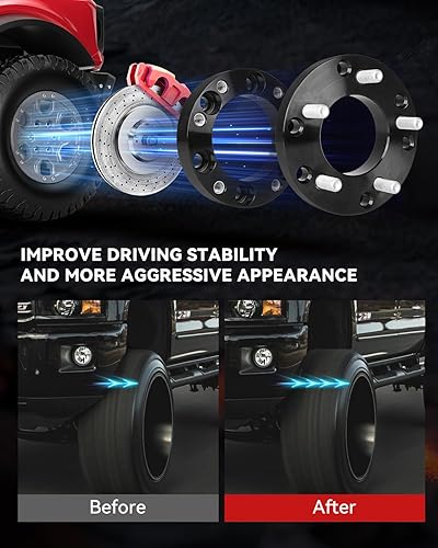 Miniatura 7 de YIZBAP 2 adaptadores de rueda de 6 x 5.5 a 5 x 5 para ruedas Grand Cherokee en vehículo Silverado 1500, adaptadores de rueda de 2 pulgadas, 0.236 x