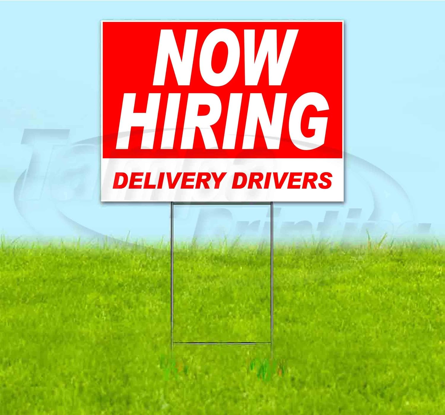 Now Hiring Delivery Drivers (18" X 24") Yard Sign, Quantity Discounts, Multi-Packs, Includes Metal Step Stake, Bandit Sign