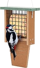 Gtongoko Recycled Plastic Suet Bird Feeder for Outside Hanging, Woodpecker Suet Feeder with Tail Prop, Hanging Suet Holder Birdfeeders, 1 Pack, Green