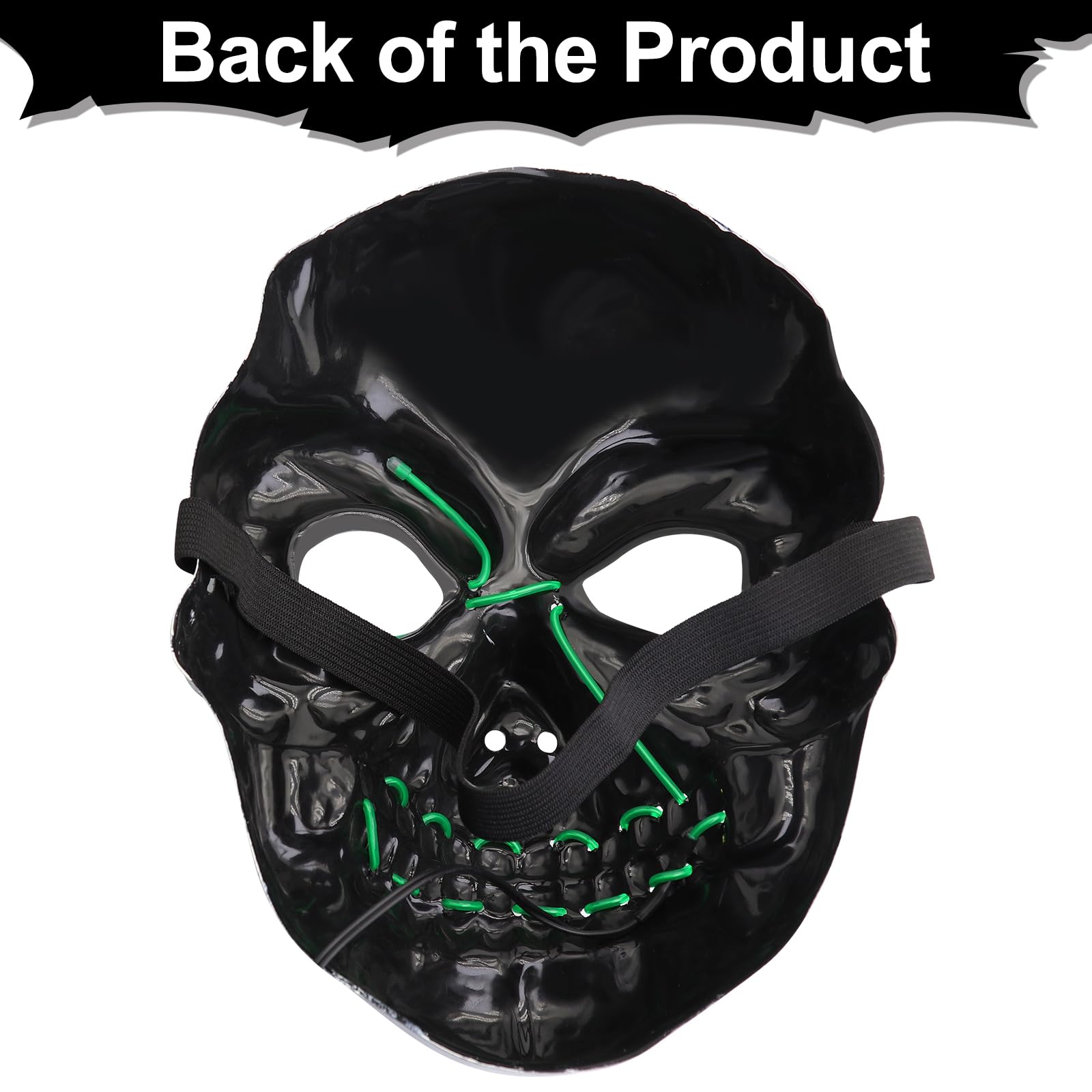 Halloween Mask with LED Lights - Scary Light-Up Mask for Costume Parties Cosplay, Masquerade & Carnival Festivals (white C) - Image 4