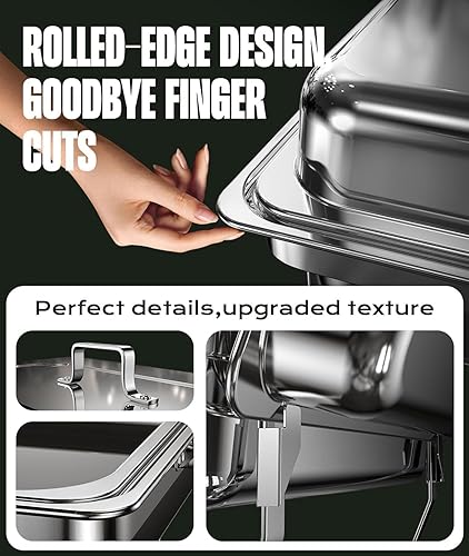 Miniatura 4 de Juego de 4 platos para bufé, 9 cuartos de galón sin corte de dedos Juego de bufé de platos para rozar platos con borde enrollado acabado pulido