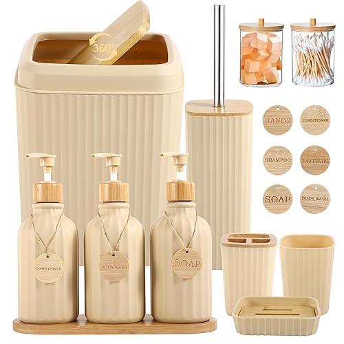 Bathroom Set 17PCS Beige Bathroom Accessories Set Bathroom Sets with