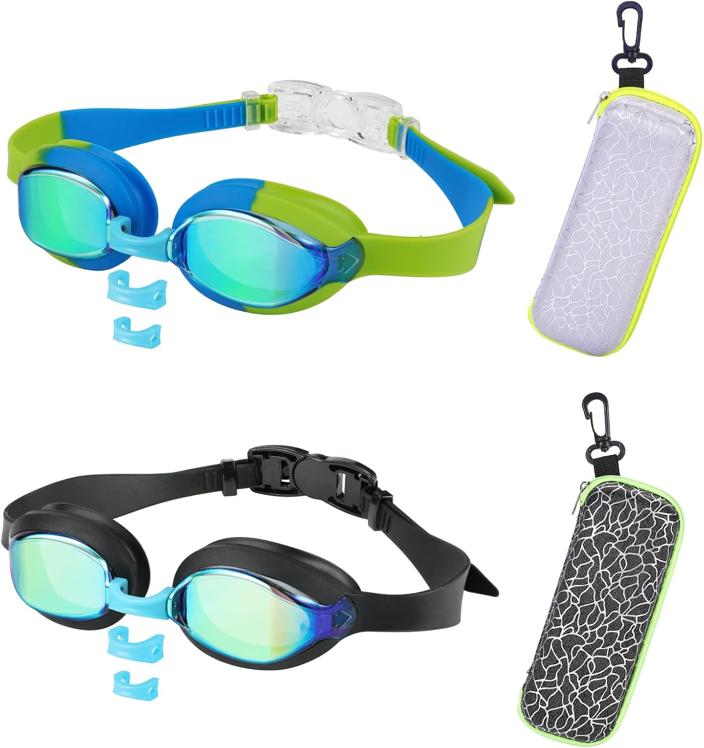 Gafas de natación para niños de 3 a 14 años, paquete de 2 gafas de natación para niñosniñosniñas con estuche