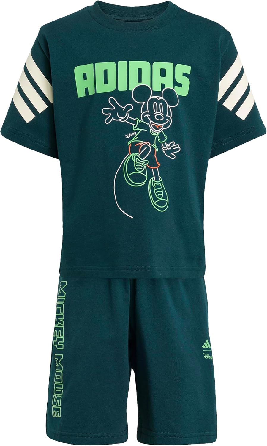 adidas Unisex-Kids Disney Mickey Mouse T-Shirt Set, Aurora Ivy/Off White/Lime Burst, 2 Years - Image 6