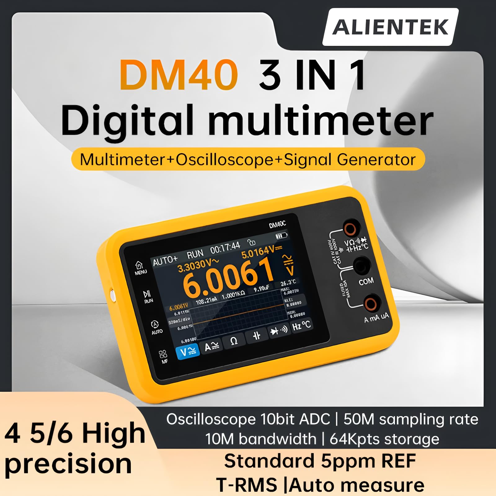 Dm40 3-in-1 Multimeter Oszilloskop Signalgenerator 50m Abtastrate AC/DC Spannung Diode Handheld Digitales Automobilwerkzeug (DM40B KitIII)
