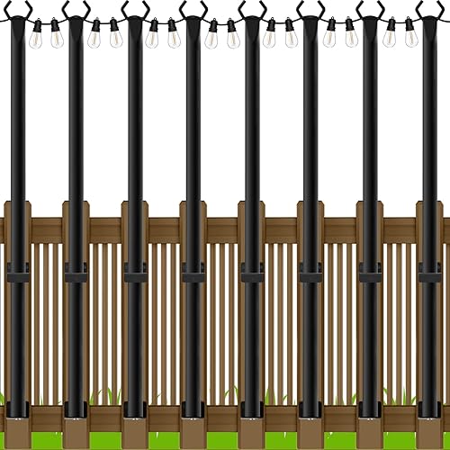 Miniatura 16 de AILBTON Paquete de 4 postes de luz de suspensión para exteriores para colgar luces exteriores, con clip y soporte, soporte de montaje de poste