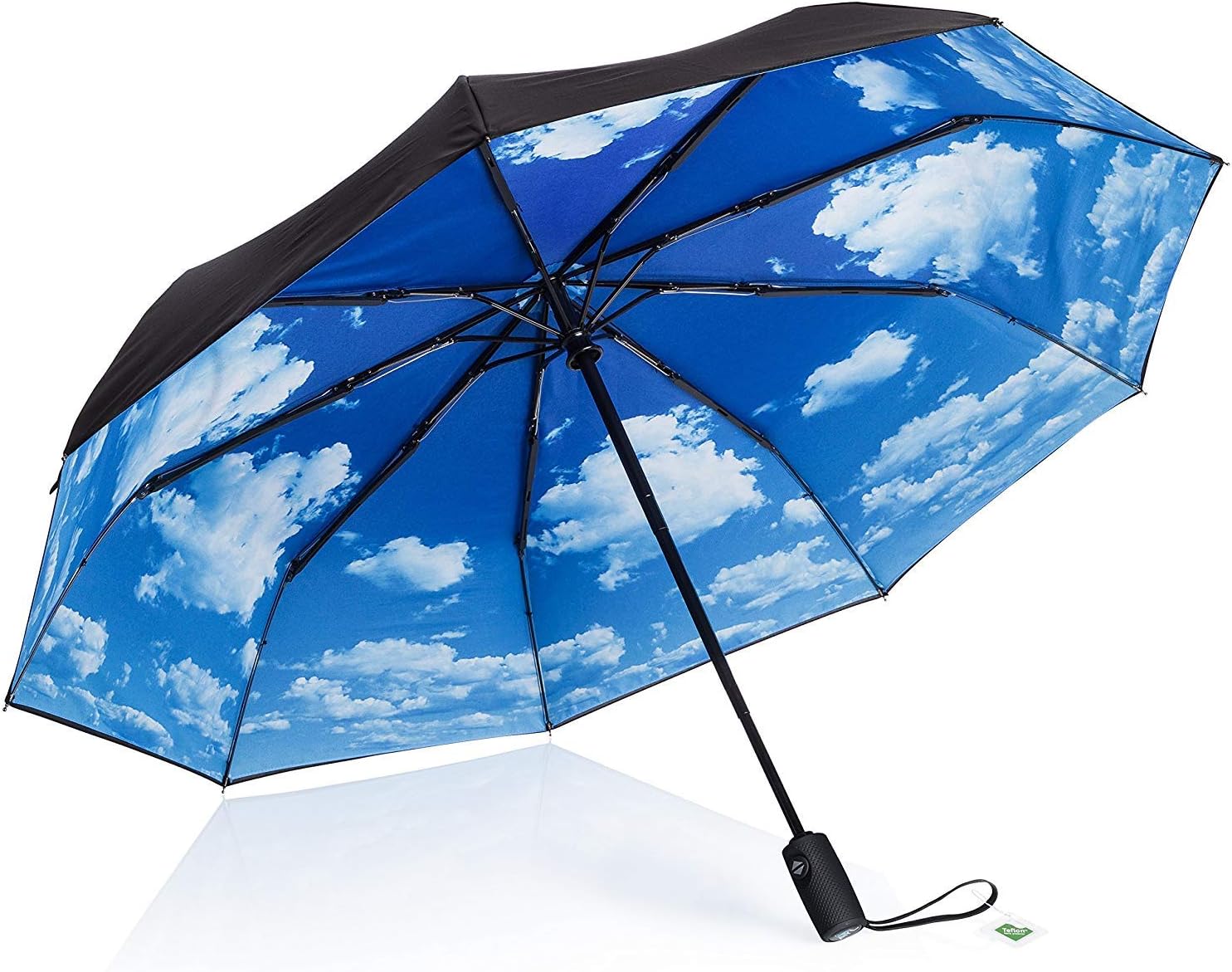 IHOR mothers day gifts Best Automatic Black Small Umbrella Rain Blue Sky Canopy Totes Auto Open & Close Portable Travel and Compact