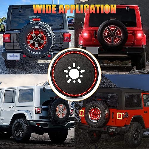 Miniatura 6 de LEDUR Luz de freno de neumáticos de repuesto para tercera luz de freno LED para Jeep Wrangler 2007-2018 JK y 2018+JKU JLU RED Light