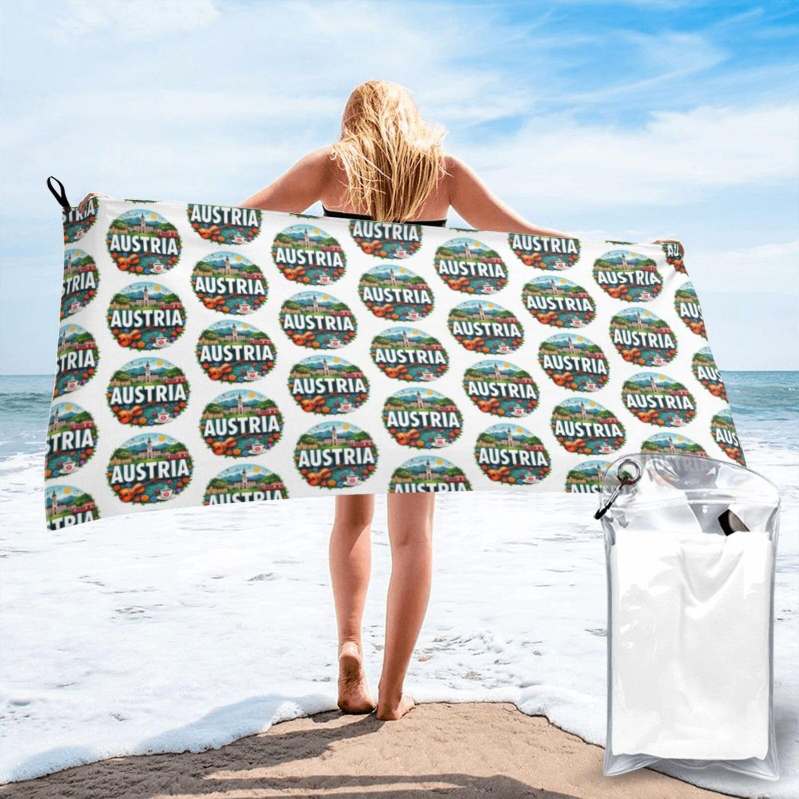 FHIZOAL Austria Landscape With Music Quick Dry Towel Microfibre Towel Super Absorbent Ultra Compact Gym Sports Beach Camping Travel