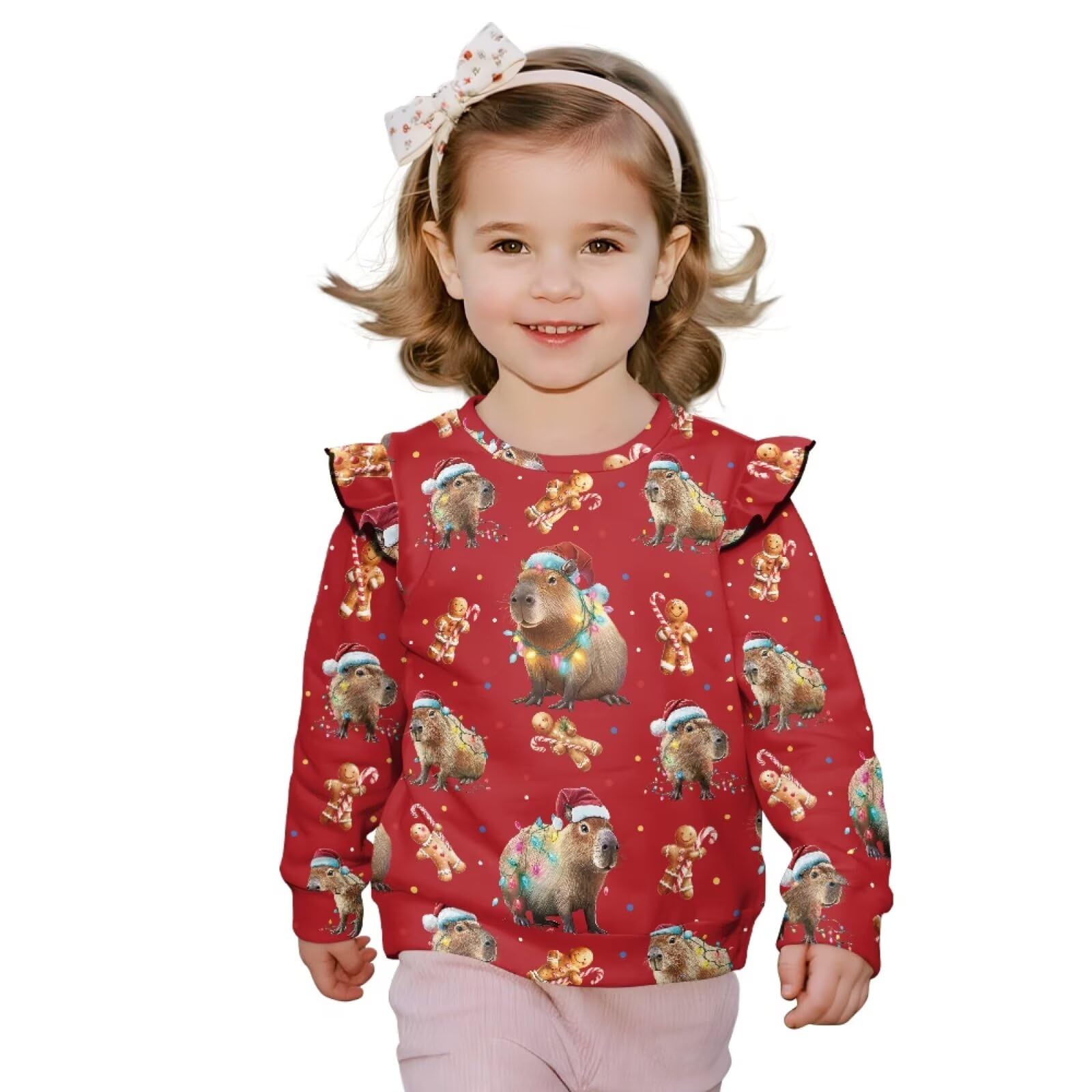 Sweat-shirt de Noël filles pull manches longues décontracté coton col rond enfant