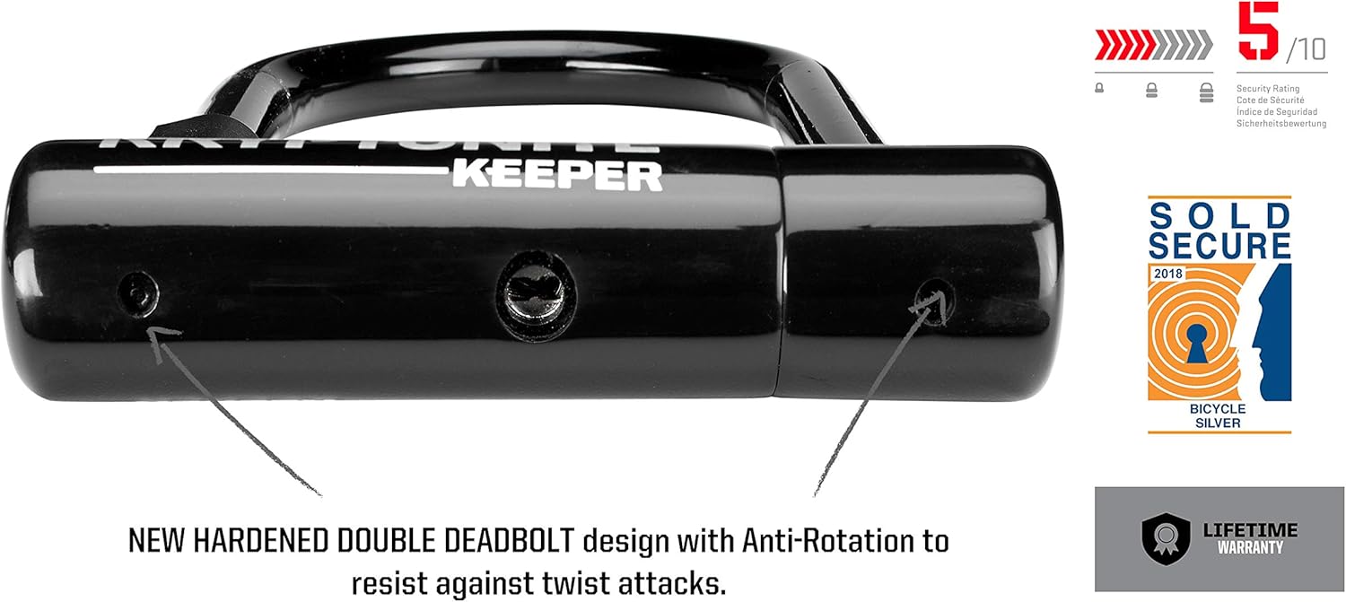 Kryptonite Keeper Standard 12mm U-Lock Bicycle Lock with FlexFrame-U Bracket & KryptoFlex 410 10mm Looped Bike Security Cable, Black : Everything Else